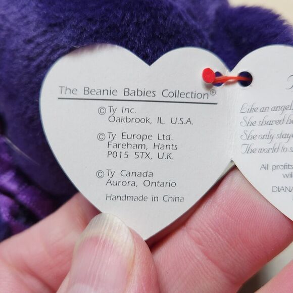 Vintage Ty "Princess Diana" Beanie Baby Bear 1997 PE Pellets Purple 472 - Picture 4 of 9
